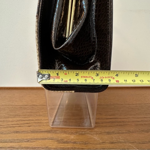 Vintage Air Step Handbag Brown Faux Snakeskin Patchwork Retro 60s 70s MCM - Picture 11 of 14